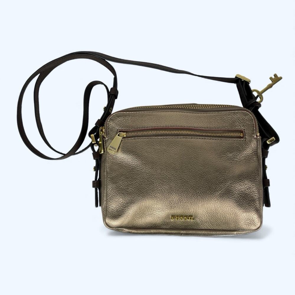 Fossil Women's Rose Gold Piper Toaster Leather Crossbody purse shoulder bag